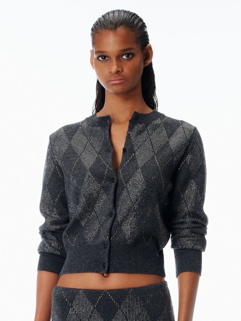 NWOT Alexander Wang Hotfix Argyle Cardigan